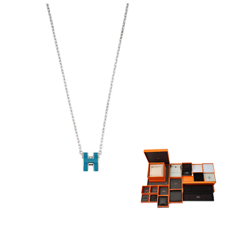 HERMES Mini Pop H Pendant Palladium tone