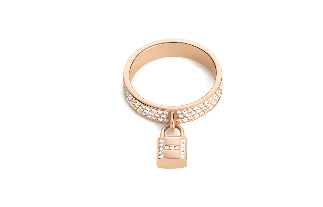 HERMES Diamond 18K Rose Gold Rings Women's Rose Gold