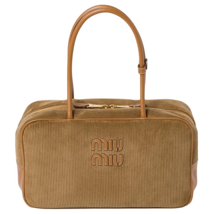 MIU MIU Fabric Handbag Women's Cinnamon