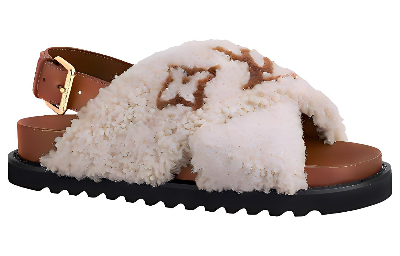 LOUIS VUITTON Paseo Comfort Strap Sandals Women's Beige