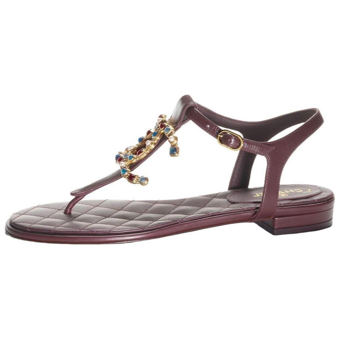 CHANEL Strap Sandals Women's Burgundy