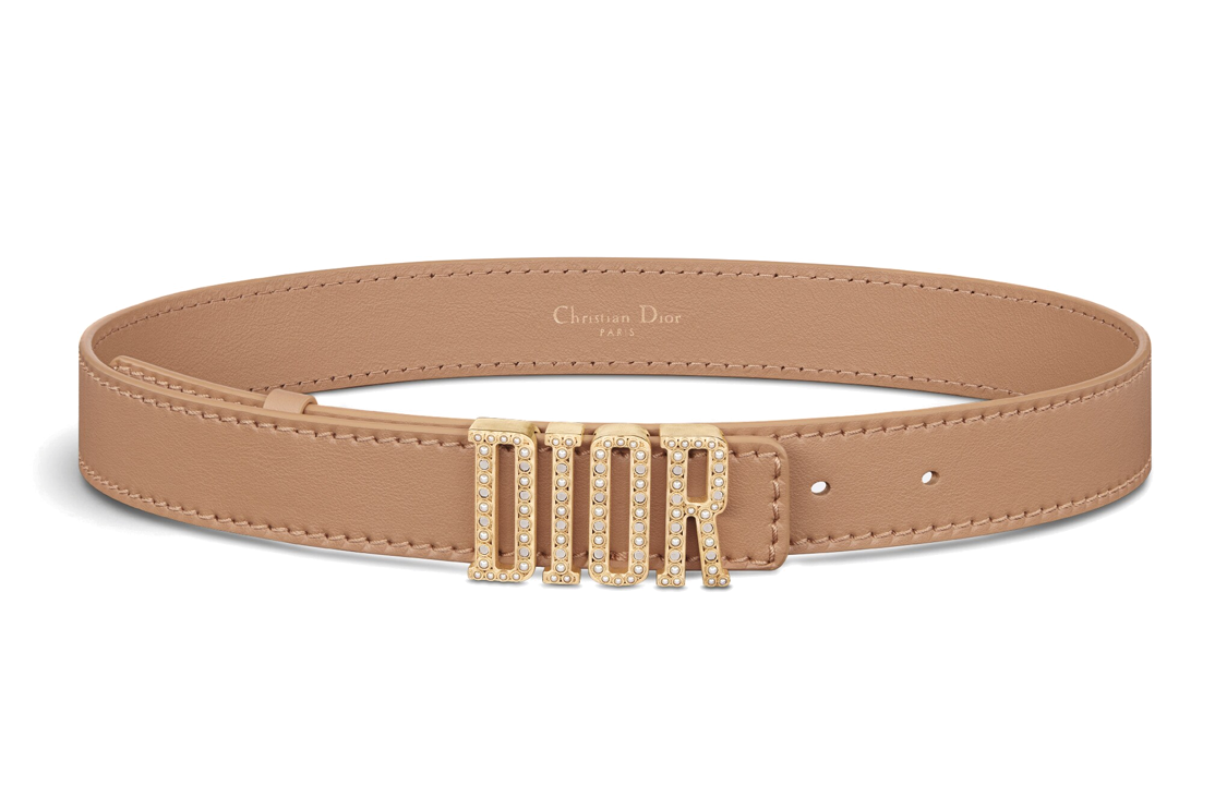DIOR Cow Leather Leather Belts Women's Bronze Width: 3cm