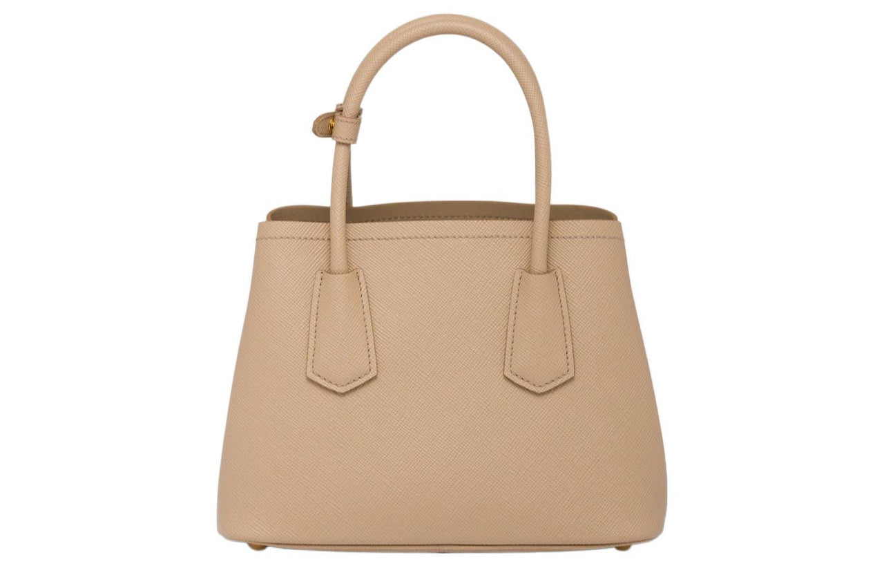 PRADA Double Leather Tote Bag, Shopping Bag, Shoulder Bag, Crossbody Bag, Handbag Mini Women's Sand Yellow