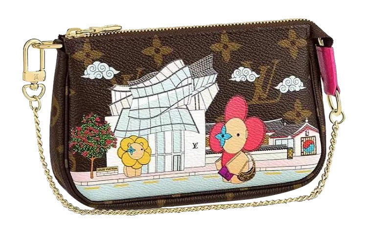 LOUIS VUITTON POCHETTE ACCESSOIRES Canvas Chain Bag Crossbody Bag Shoulder Bag Mini Women's Brown