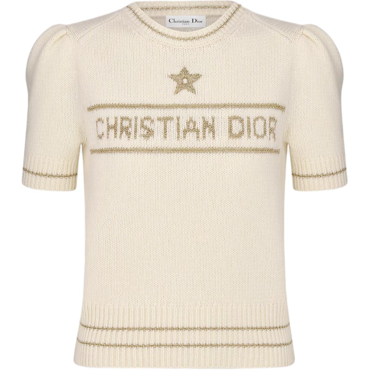 DIOR Logo Intarsia Short Sleeve Knit Sweater