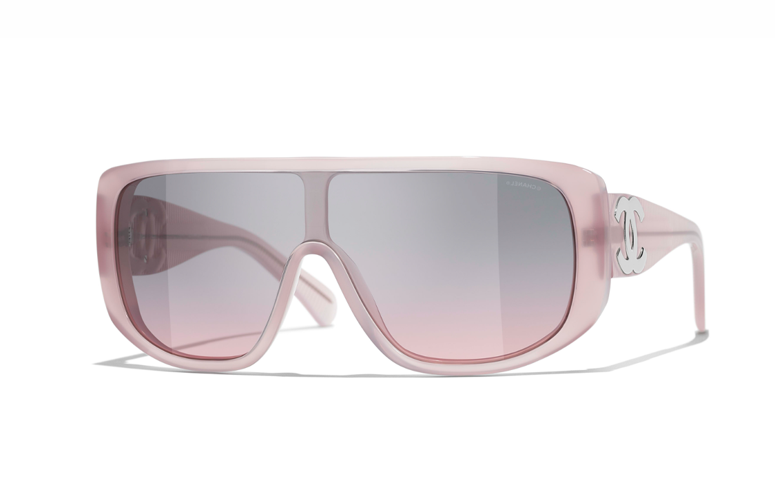 CHANEL Plate Frame Plate Irregular Shape Sunglasses Women's Pink