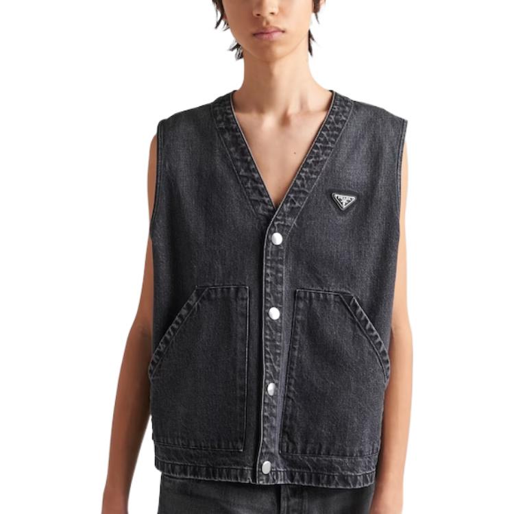 PRADA Triangle-logo Denim Vest