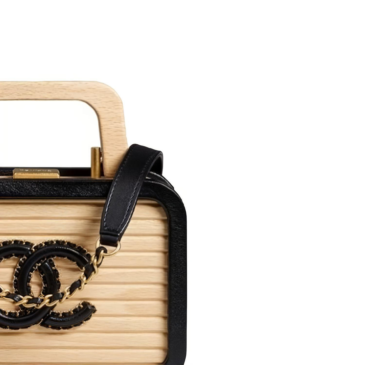 CHANEL With Sheepskin Coin Purse Storage Box Unisex Black With Beige