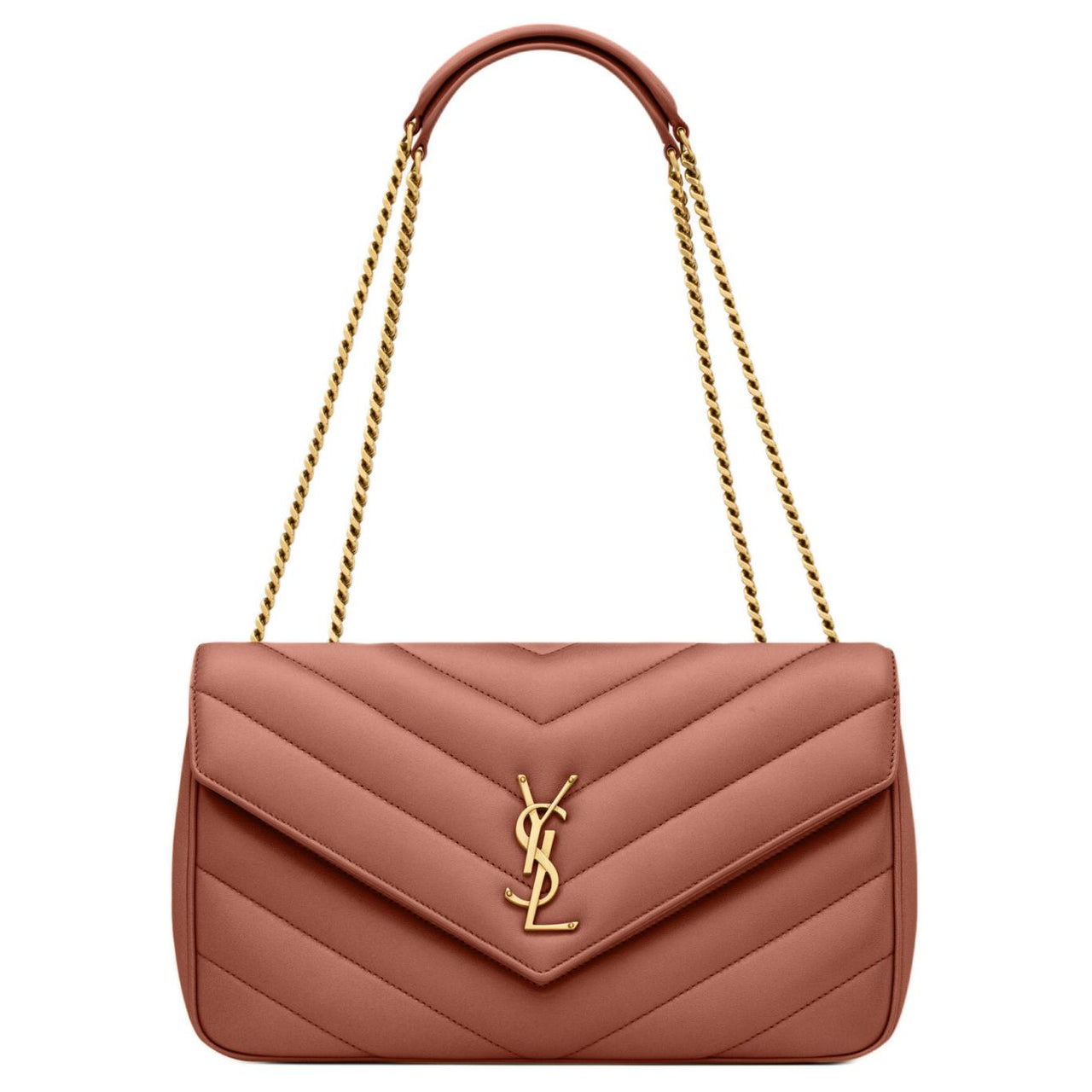 SAINT LAURENT LOULOU Lambskin Shoulder Bag Medium Size Women's Red