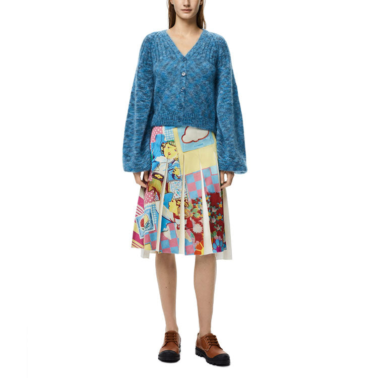 LOEWE Balloon Sleeve Cardigan 'Blue Multitone'