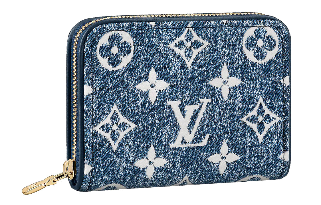 LOUIS VUITTON Zippy Coin Purse Denim Jacquard Navy Blue