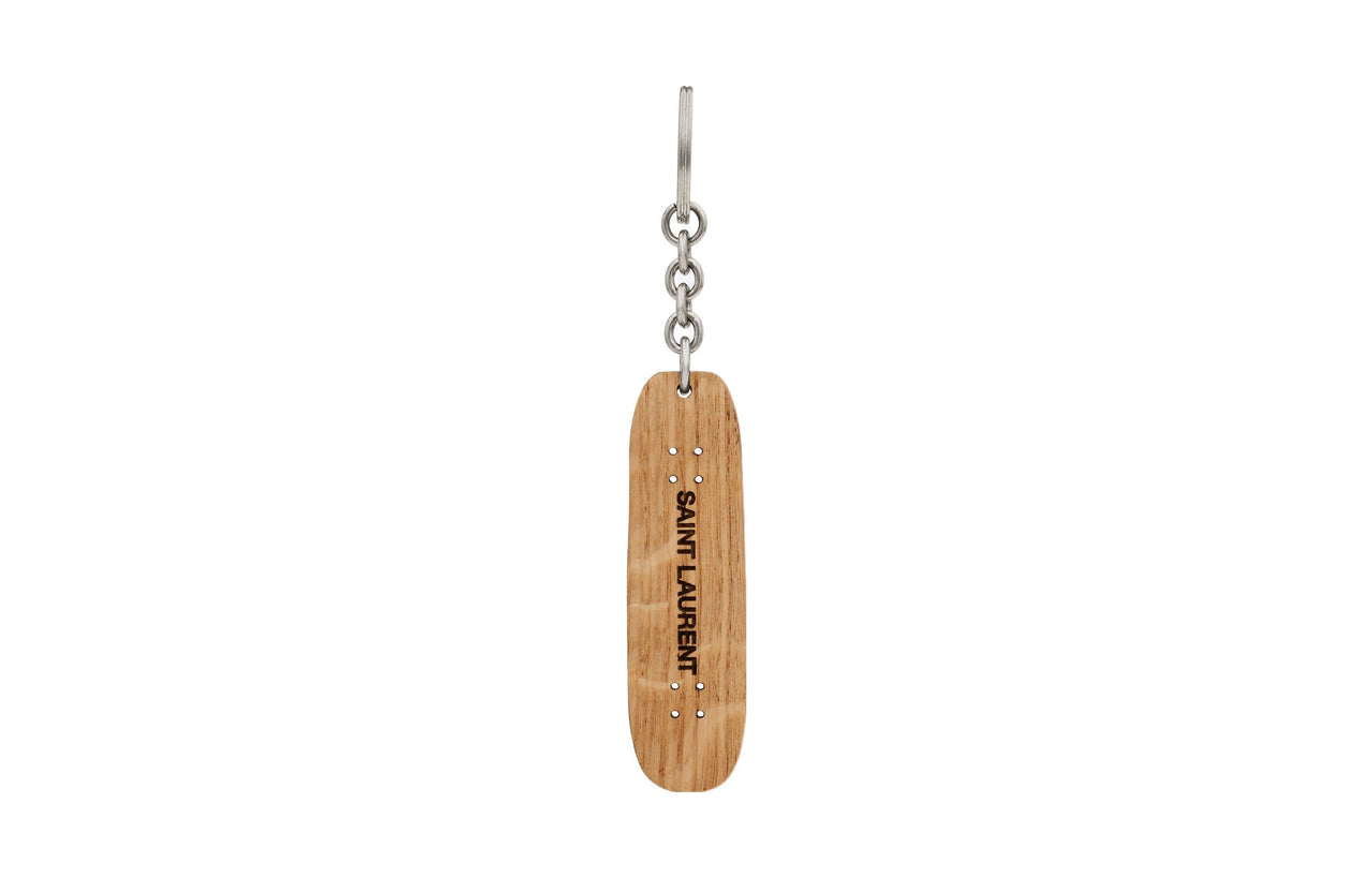 SAINT LAURENT Wooden Keychain Bag Accessory Unisex Brown