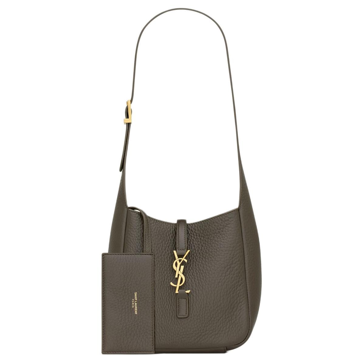 SAINT LAURENT Grained Deer Leather Handbag Shoulder Bag Regular Women's Light Musk