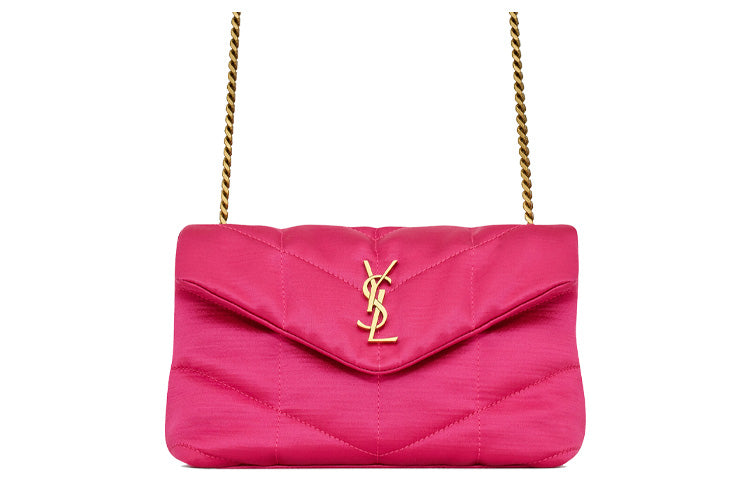 SAINT LAURENT PUFFER Polyamide, Cotton Portable Crossbody Bag, Shoulder Bag Women's Guava Pomegranate Pink