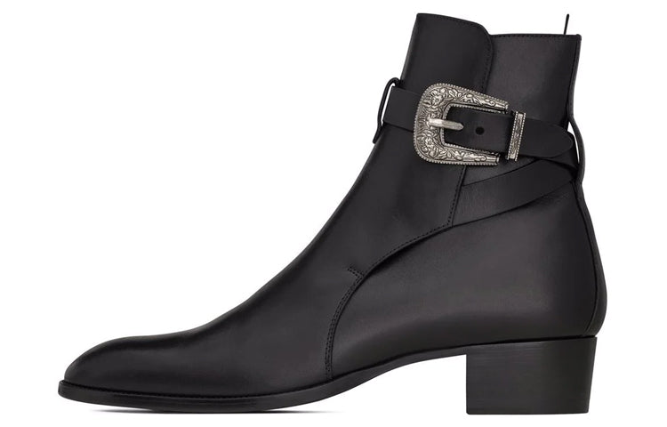 SAINT LAURENT Ankle Boots 4cm Men's Black