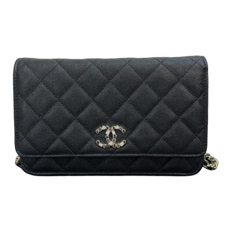 CHANEL WOC Embossed Calfskin Shoulder Bag, Crossbody Bag Women's Black