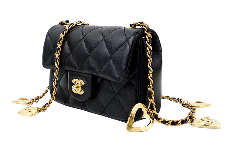 CHANEL 22BFW Sheepskin Shoulder Bag Crossbody Bag Mini Women's Black
