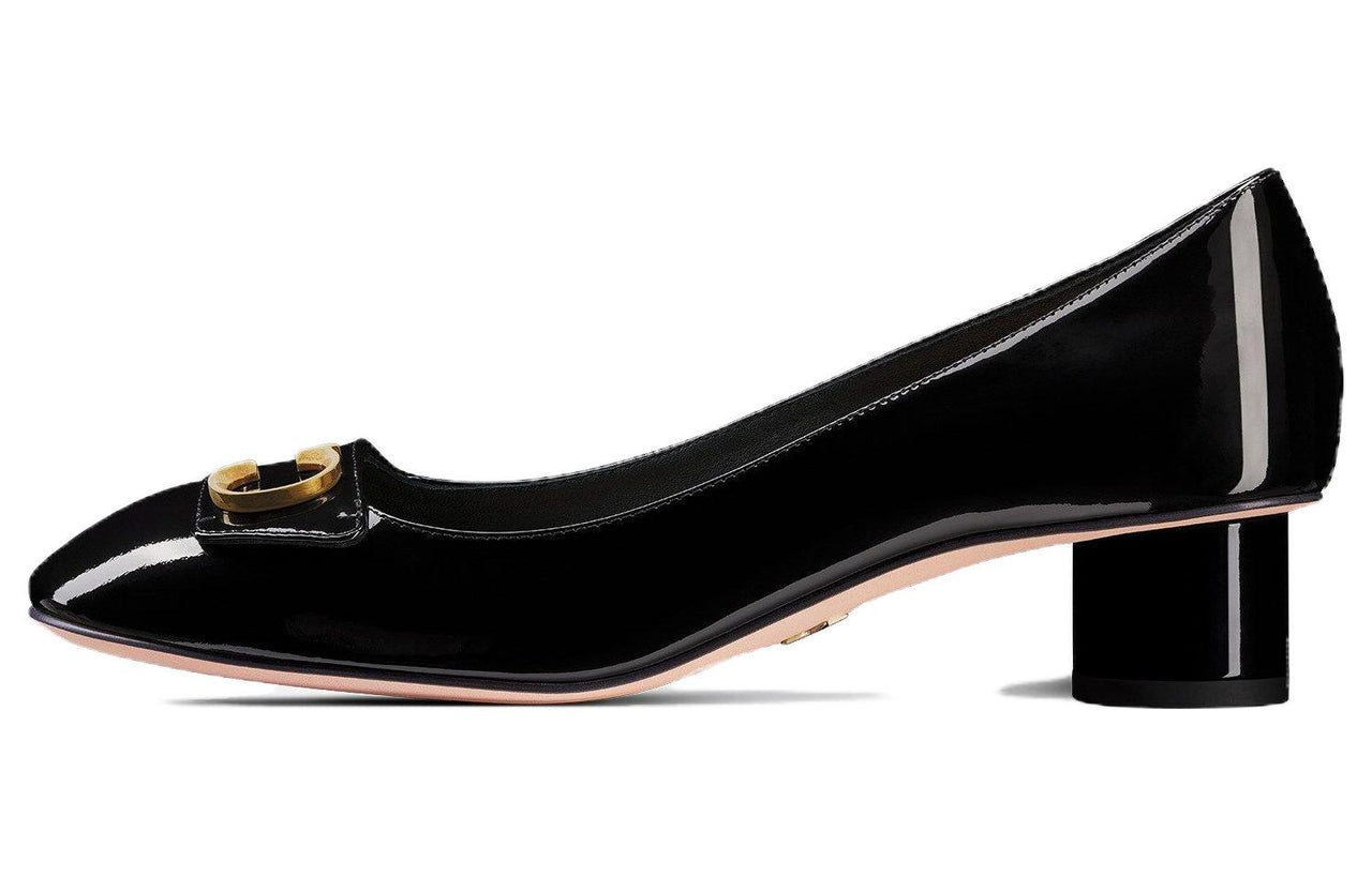 DIOR C'est Dior Chunky Heel High Heels 3.5cm Women's Black
