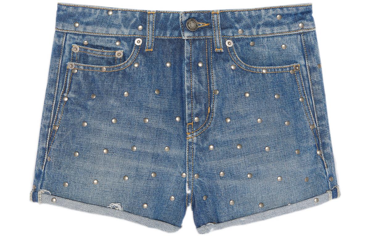 SAINT LAURENT Stud-embellished Jean Shorts