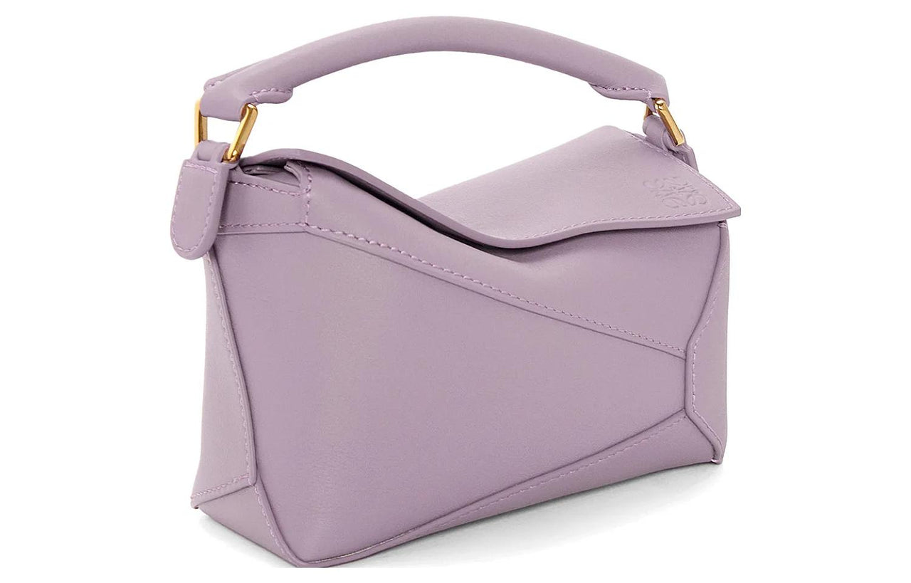 LOEWE Puzzle Cow Leather Handbag, Shoulder Bag, Crossbody Bag Mini Women's Purple