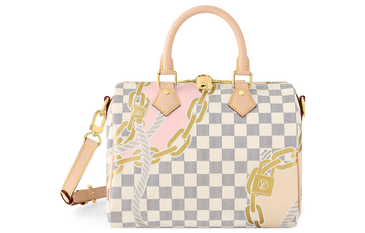 LOUIS VUITTON Speedy Coated Canvas With Leather Pillow Bag Crossbody Handbag 25 Women's White