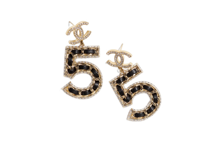 CHANEL Stud Earrings Women's Black