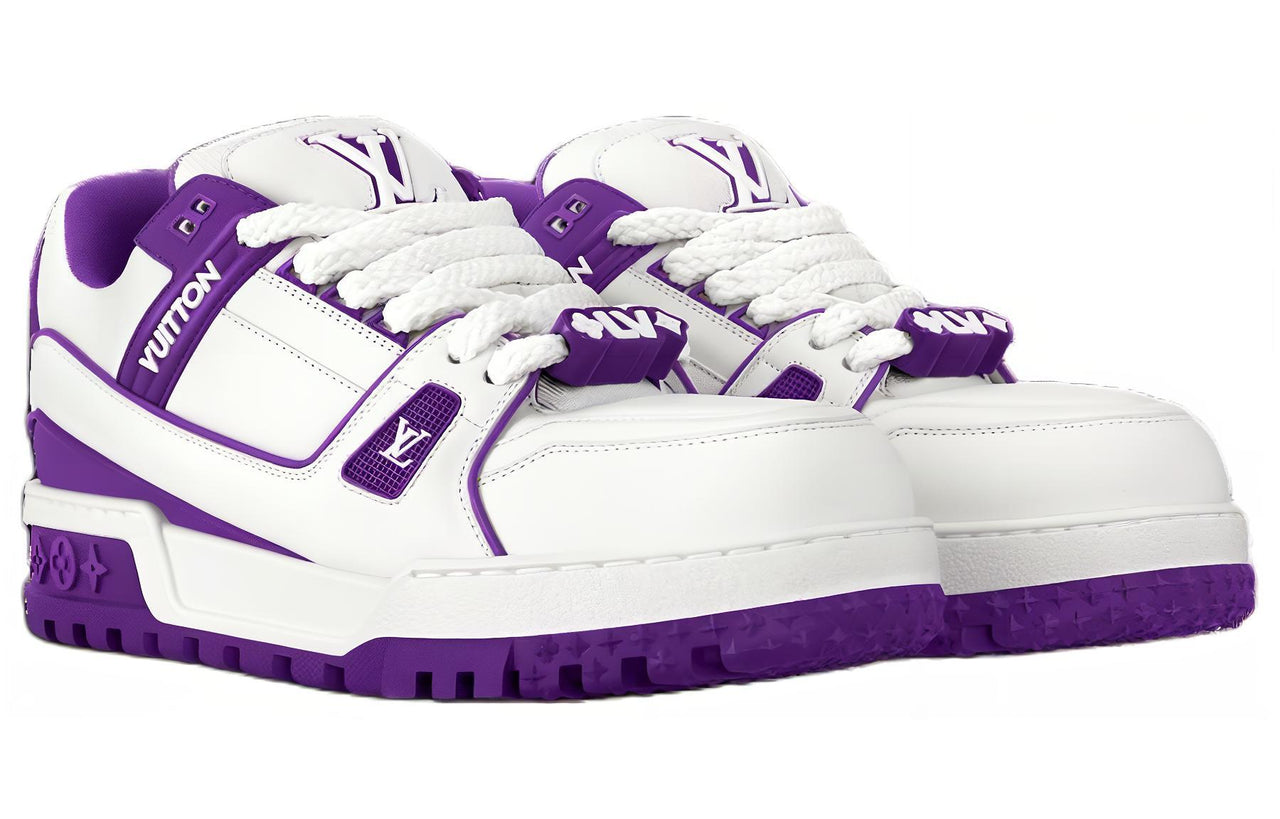 LOUIS VUITTON Trainer Maxi Little Chubby Ding Low-Top Skateboard Shoes Women's White Purple