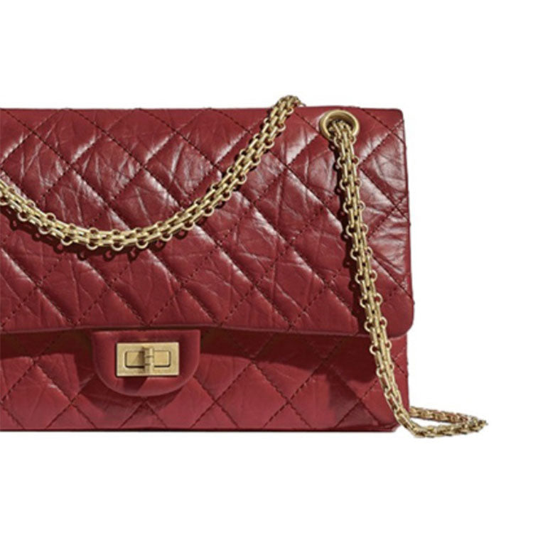 CHANEL 2.55 Vintage Calfskin Shoulder Bag Crossbody Bag Small Size Women's Burgundy