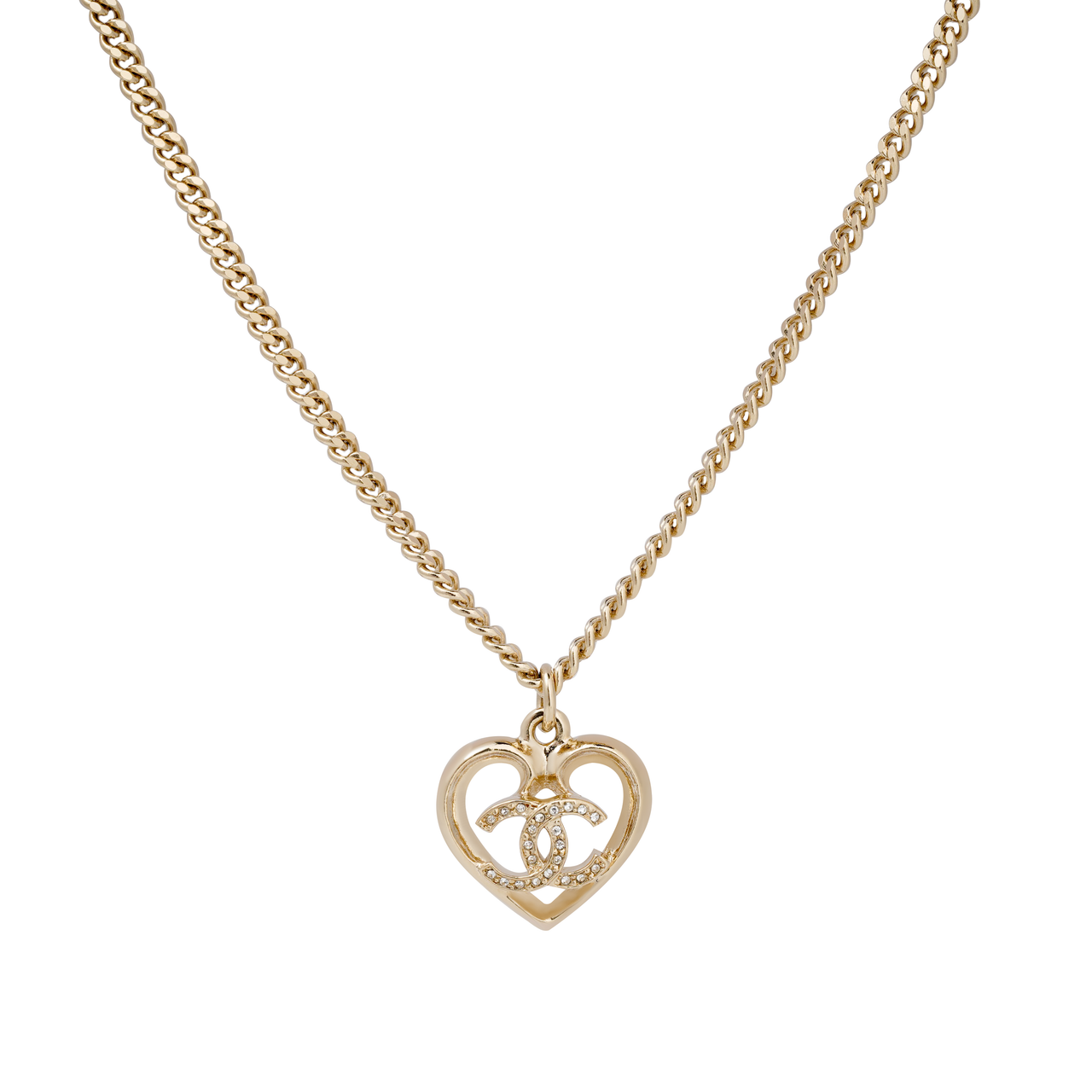 CHANEL 1995 Cc Heart Pendant Necklace