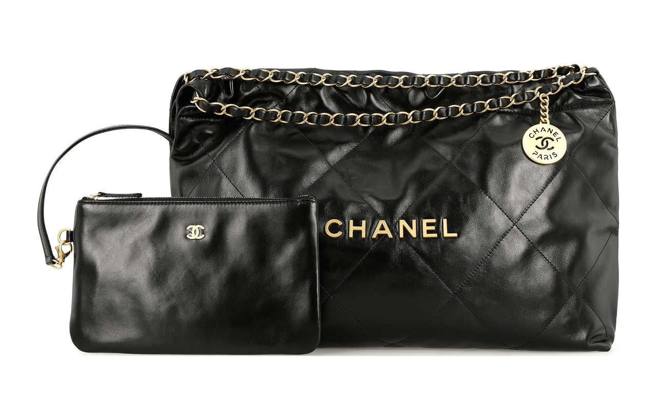 CHANEL 22Bag Leather Handbag Shoulder Bag Women's Black