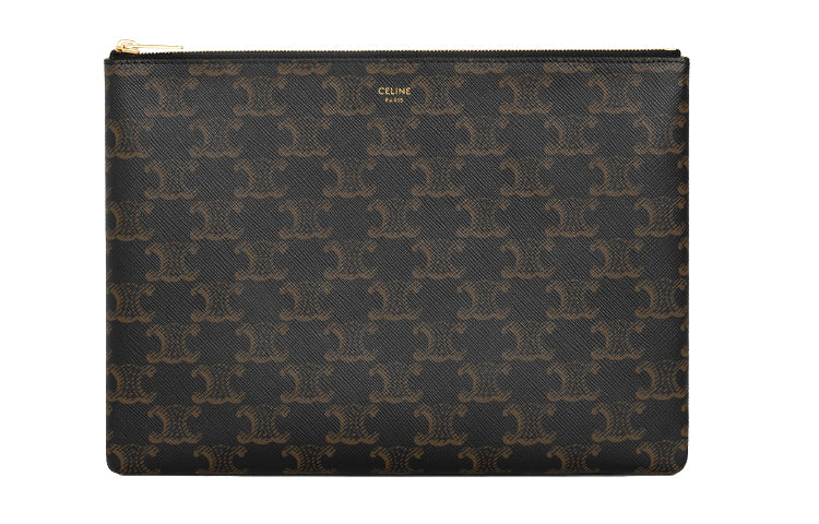 CELINE Triomphe Cow Leather Clutch Regular Men's Black