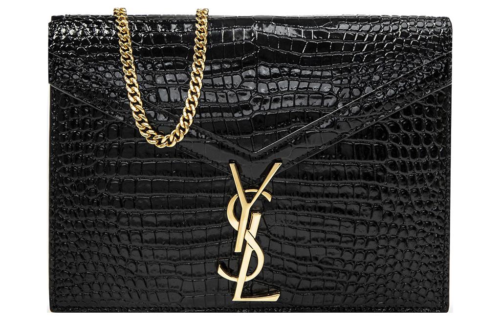SAINT LAURENT CASSANDRA Shiny Cow Leather Portable Crossbody Bag, Shoulder Bag Women's Black