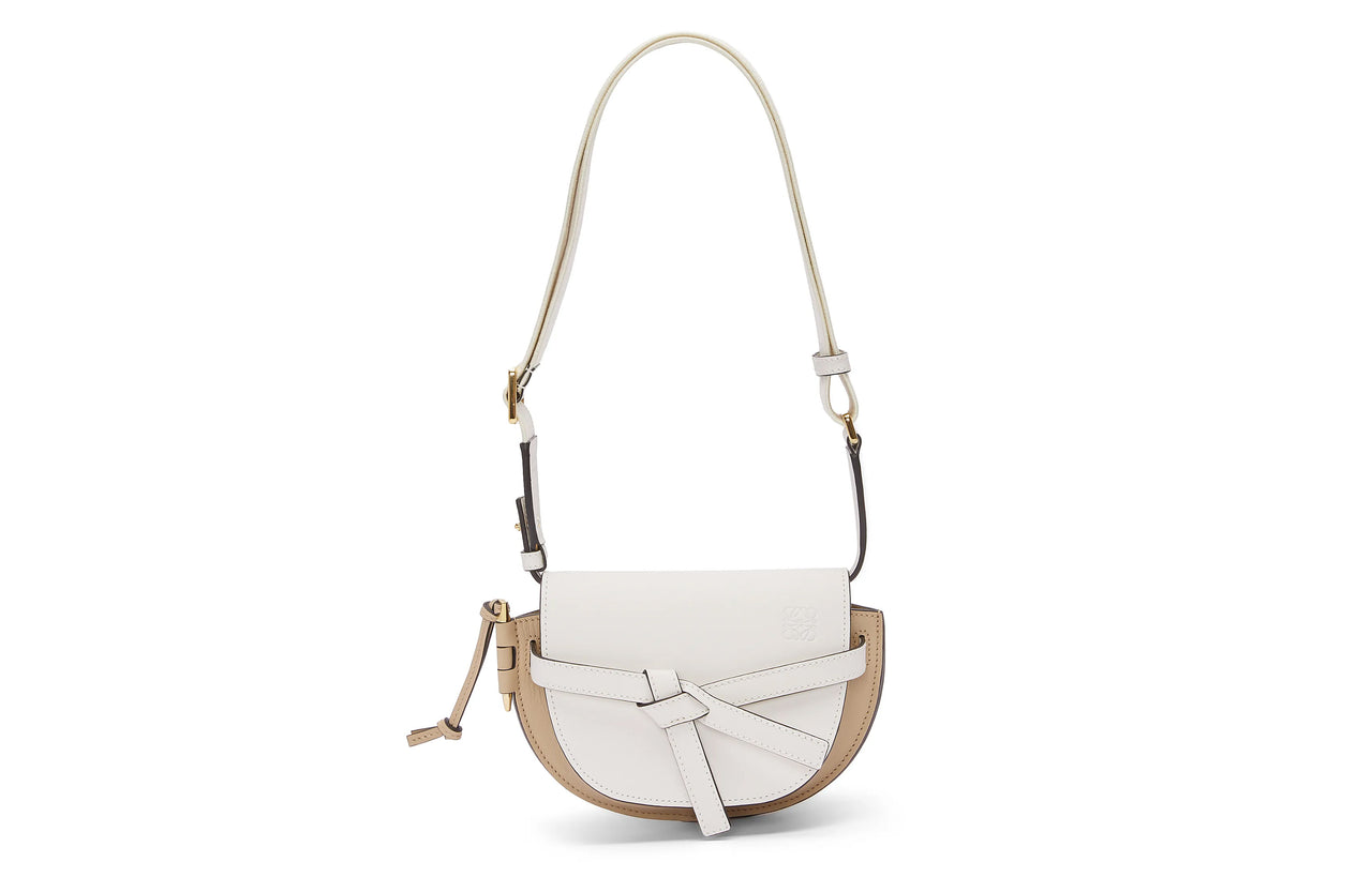 LOEWE GateAnagram Soft Cow Leather Crossbody Bag, Shoulder Bag Mini Women's Soft White Paper Craft