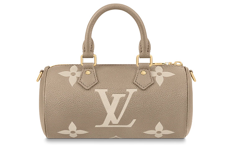 LOUIS VUITTON Papillon Cow Leather Coin Purse Handbag Crossbody Bag Regular Women's Gray Beige