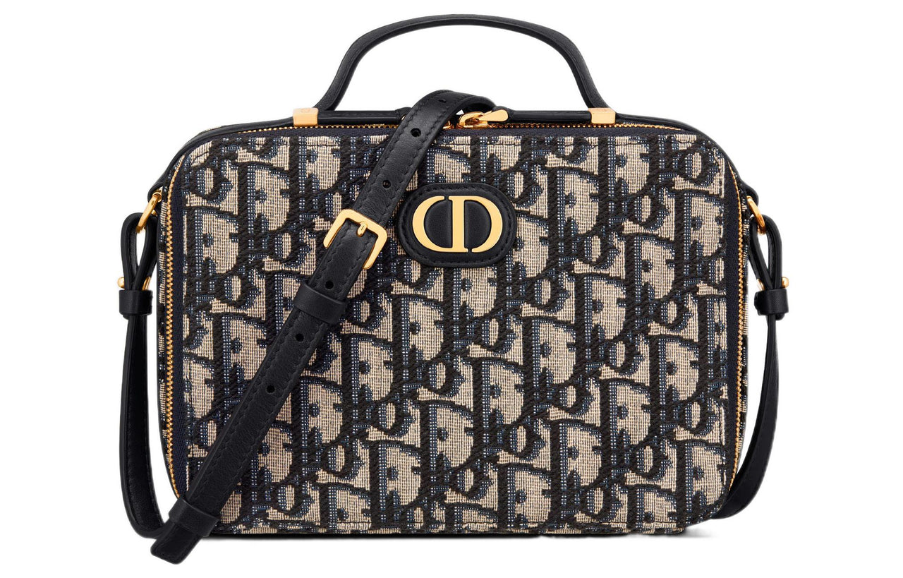 DIOR 30 Montaigne Jacquard Leather Portable Crossbody Bag Shoulder Bag Regular Women's Blue