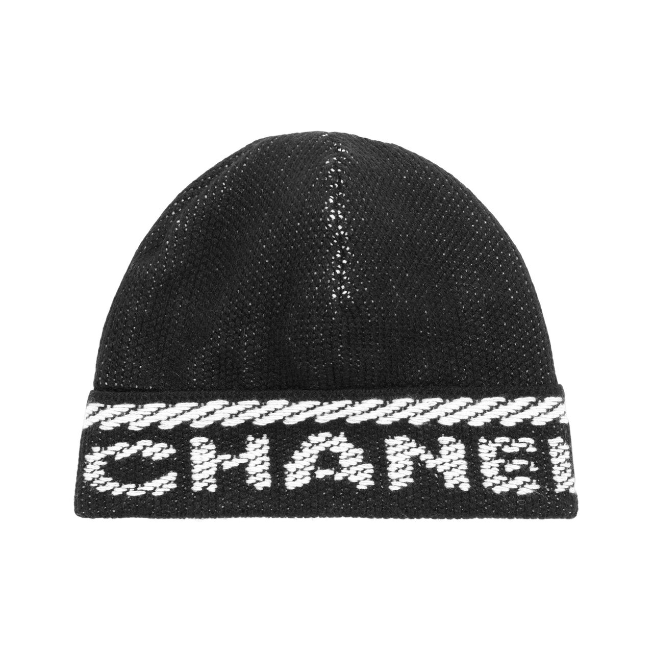 CHANEL 2000s Logo Cashmere Beanie Hat