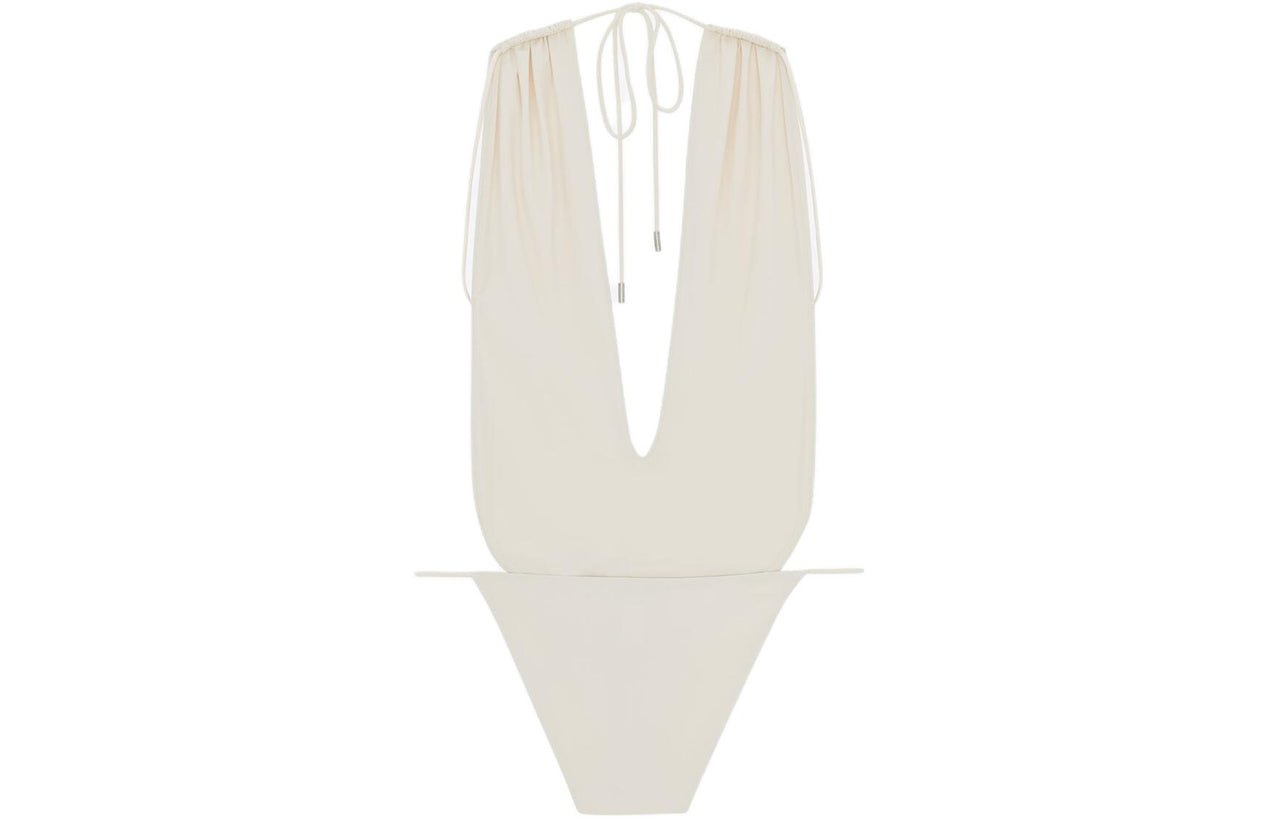 SAINT LAURENT Backless V Halter Swimsuit