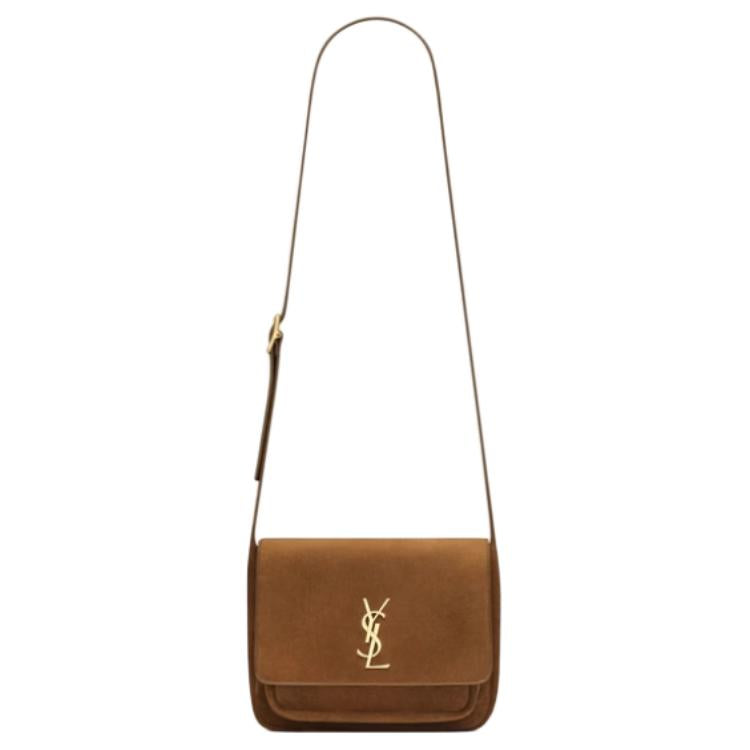 SAINT LAURENT Niki Suede Crossbody Bag, Shoulder Bag Medium Size Women's Caramel Cognac