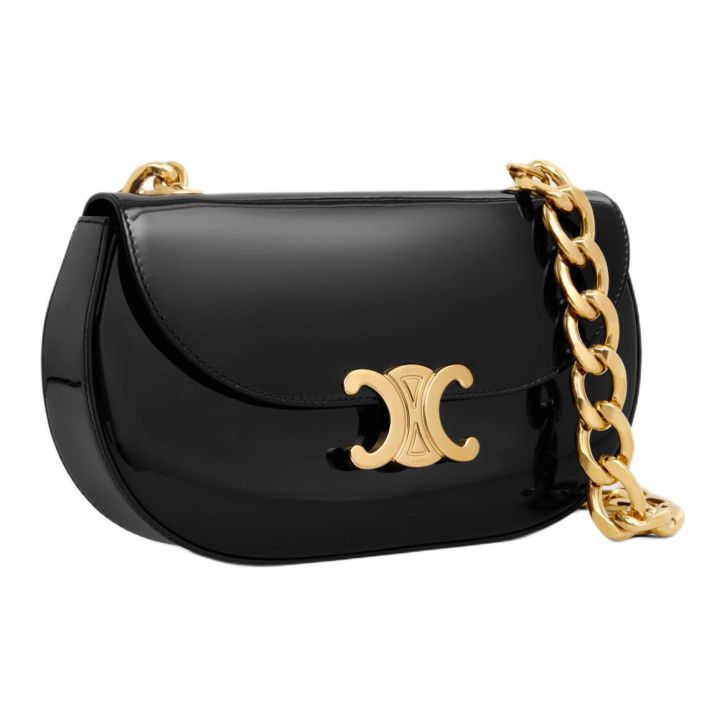 CELINE Besace Talulah In Patent Calfskin Shoulder Bag Women's Black