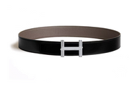 HERMES Togo Calfskin Leather Belts Men's Black Width: 3.8CM