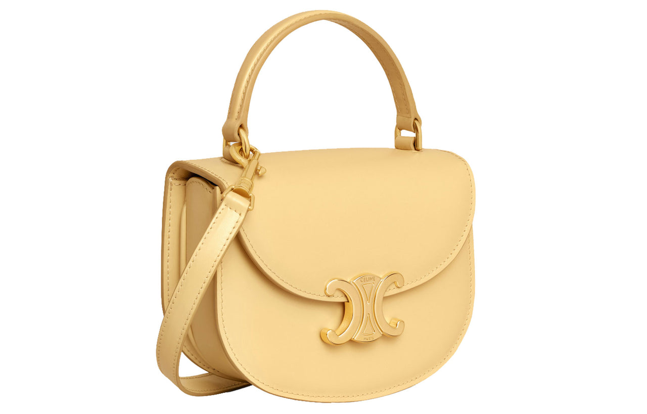 CELINE Triomphe Bright Cow Leather Shoulder Bag, Crossbody Bag, Handbag Mini Women's Yellow