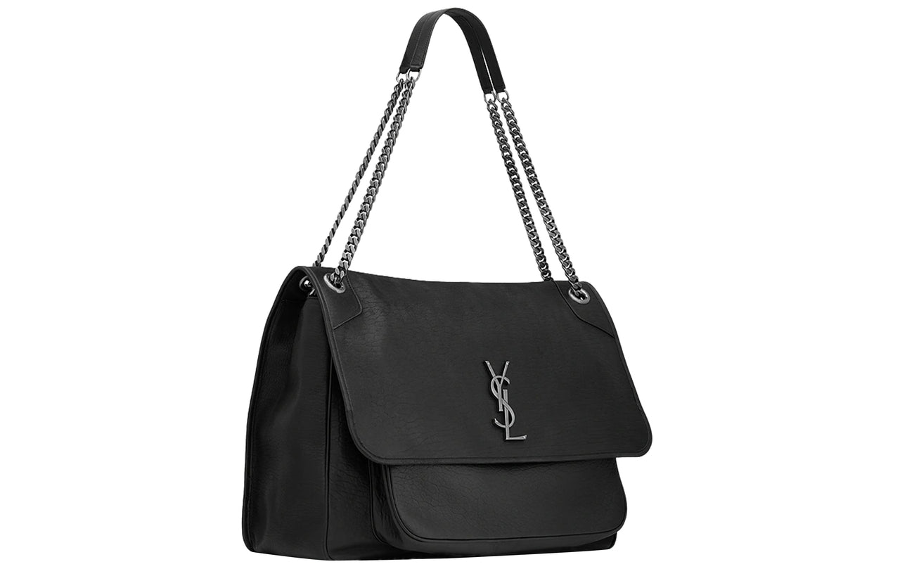 SAINT LAURENT Niki Grain Sheepskin Handbag, Shoulder Bag Women's Black