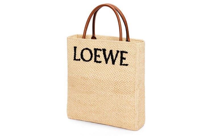 LOEWE Straw Woven Tote Bag, Shopping Bag, Handbag Women's Natural & Black