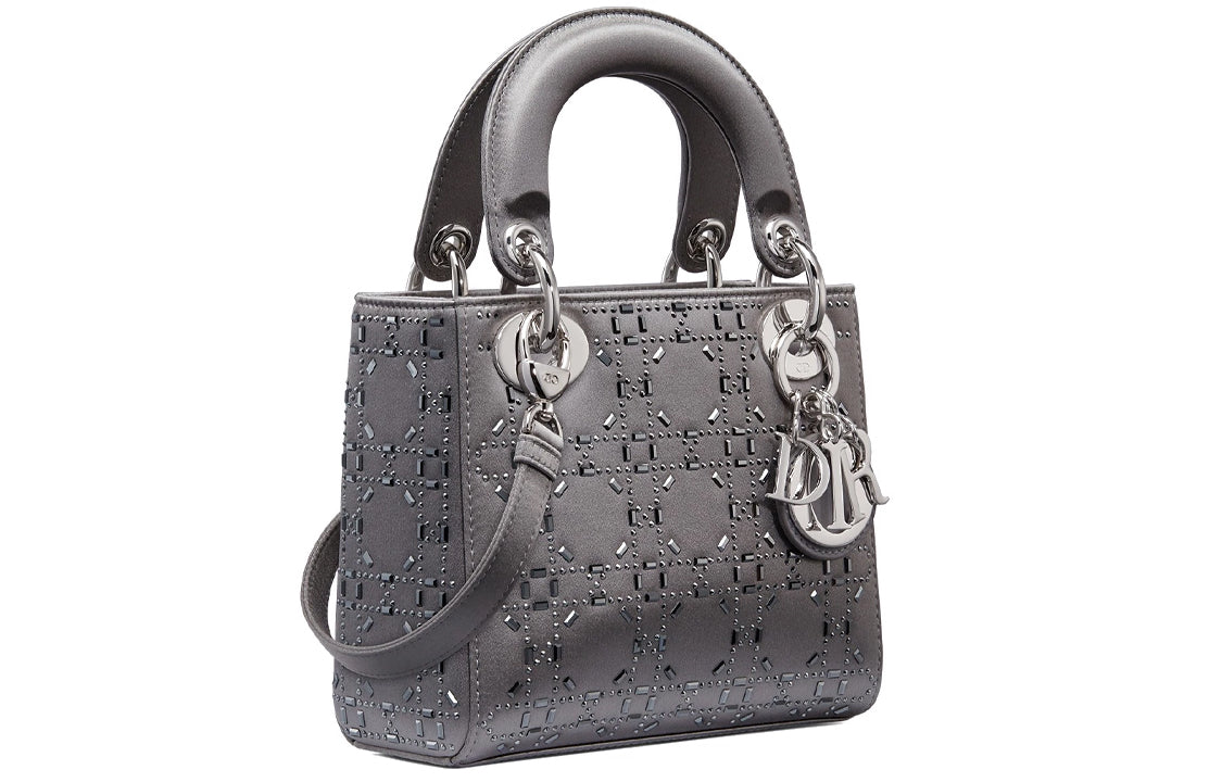 DIOR Lady Dior Satin Lady Dior Bag, Shoulder Bag, Crossbody Bag, Handbag Mini Women's Gray