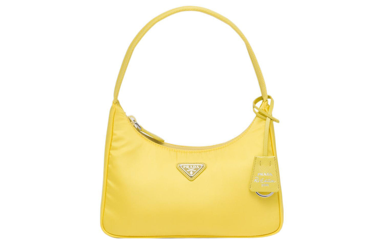 PRADA Re Edition Recycled Nylon Blend Fabric Shoulder Bag, Handbag Mini Women's Pomelo Green