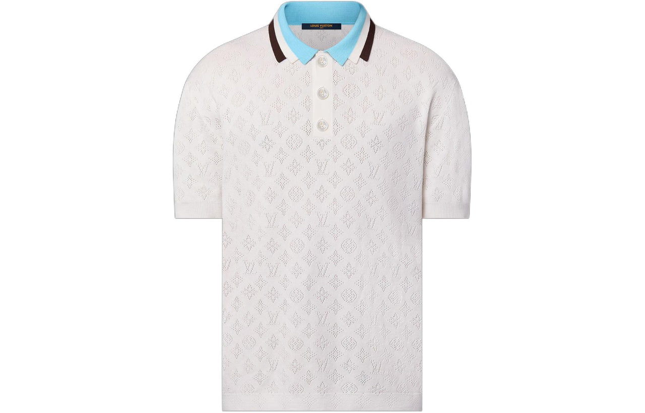 LOUIS VUITTON x Tyler Monogram Pointelle Short-Sleeved Cotton Polo Polo Shirt Men's White