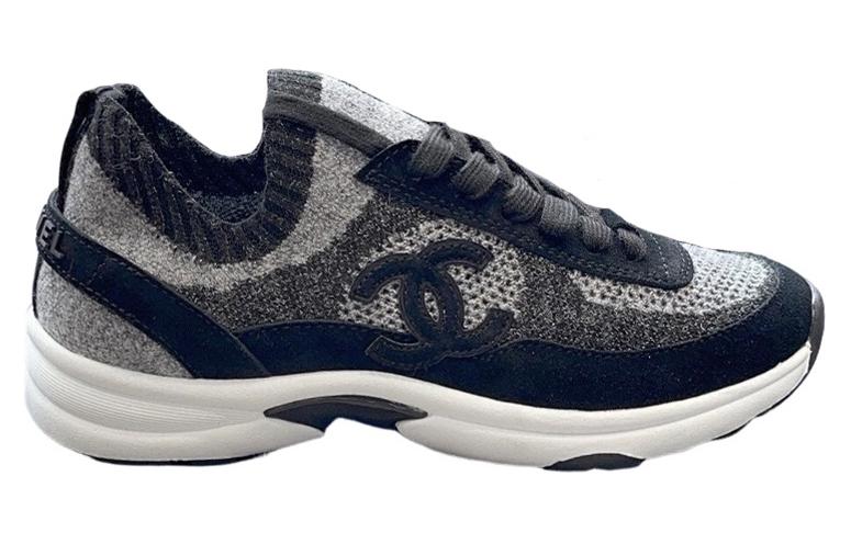 CHANEL Low-Top Casual Shoes Women's Gray Blue