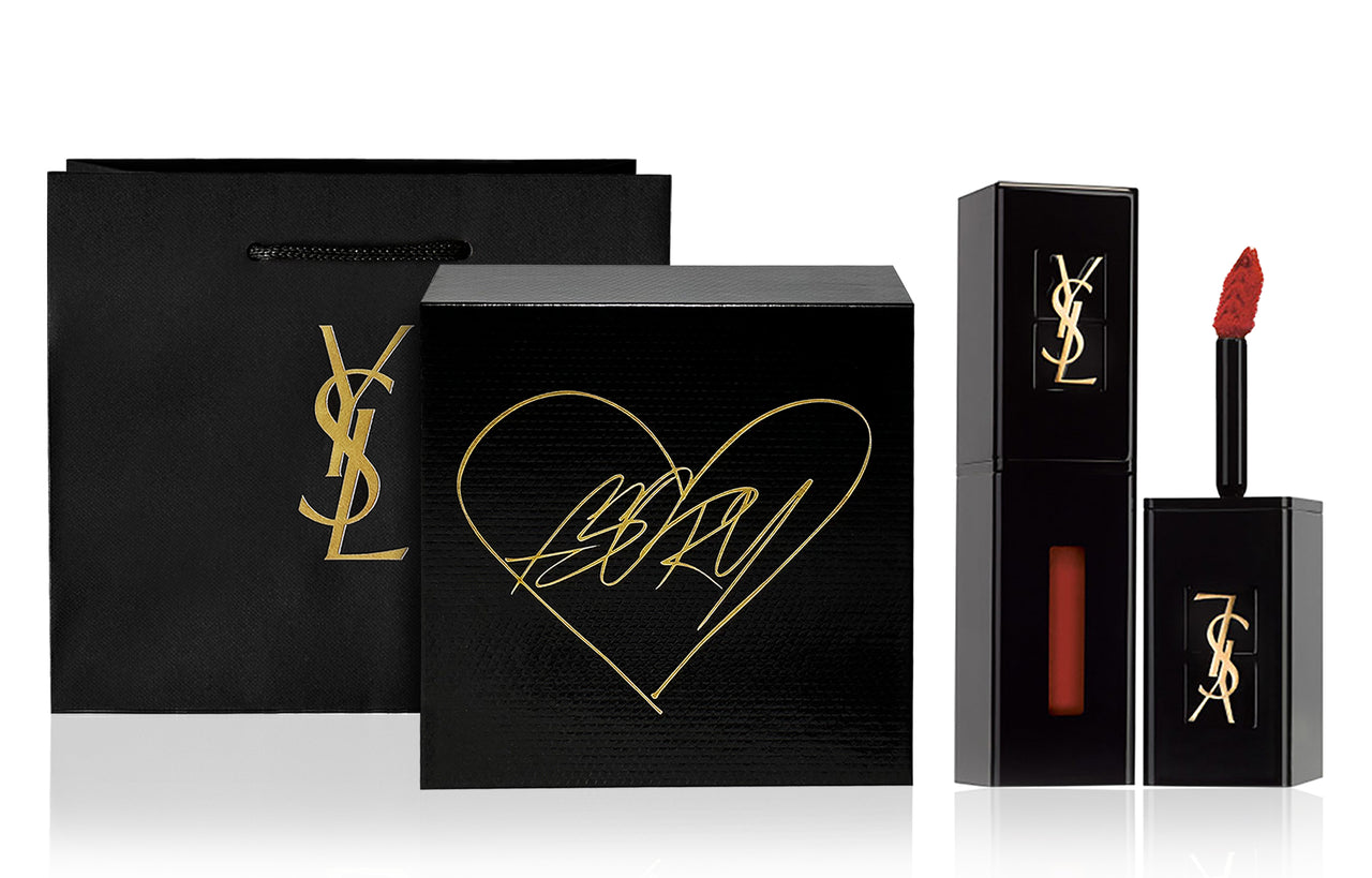 SAINT LAURENT Black Tube Black Gold Lip Gloss Box Mirror Finish Easy To Blend Long-Lasting 5.5ml