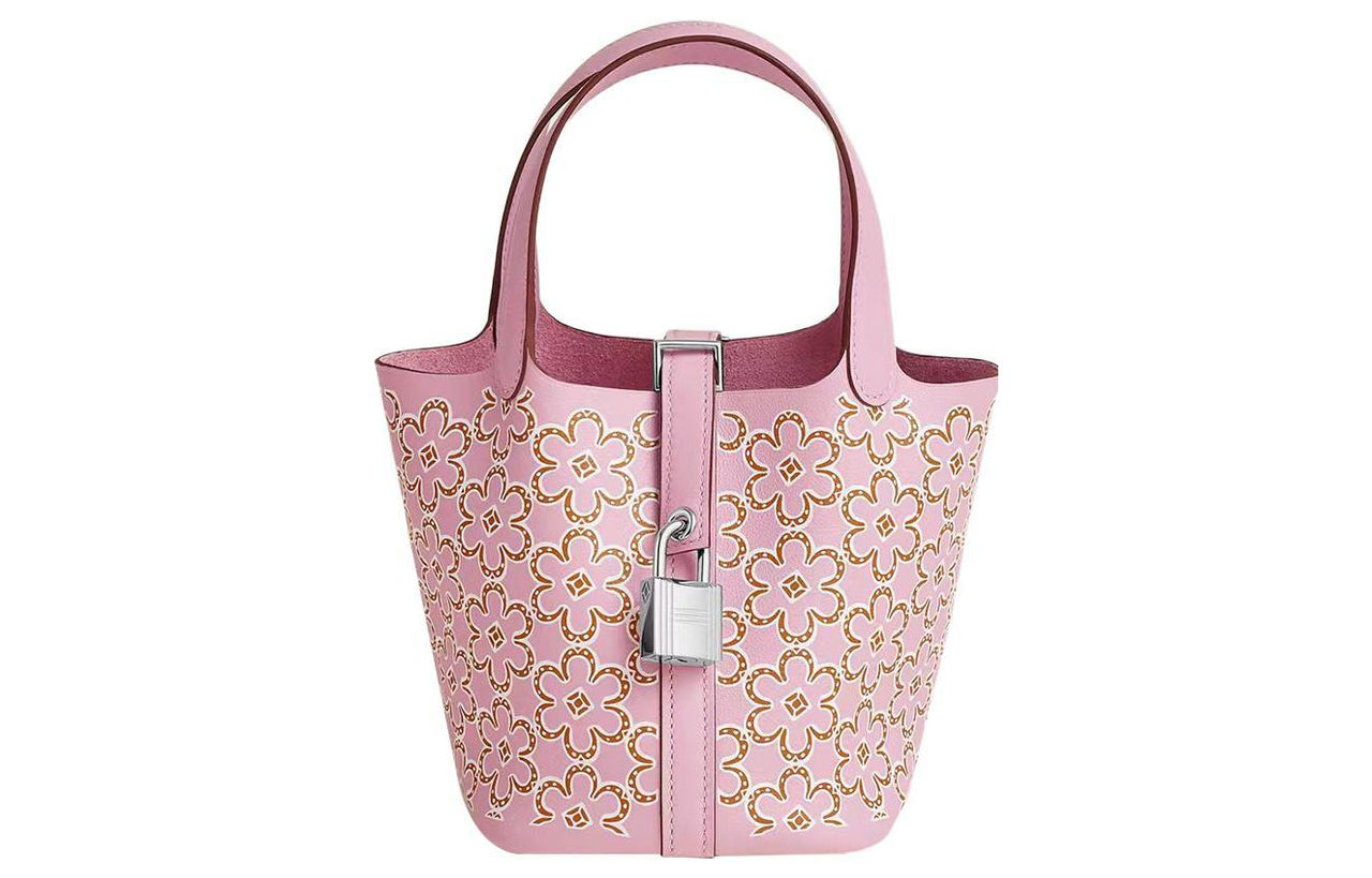 HERMES Picotin Lock Swift Calfskin Basket Bag Bucket Bag Handbag Women's Brocade Gourd Purple/Copper Red/White