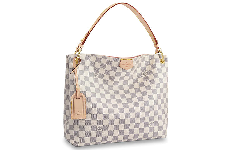 LOUIS VUITTON Graceful Cow Leather Hobo Bag, Tote Bag, Handbag Small Size Women's White